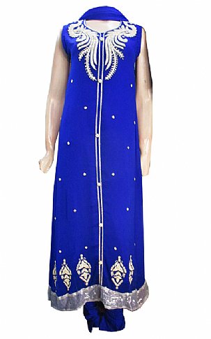  Royal Blue Chiffon Suit | Pakistani Dresses in USA- Image 1