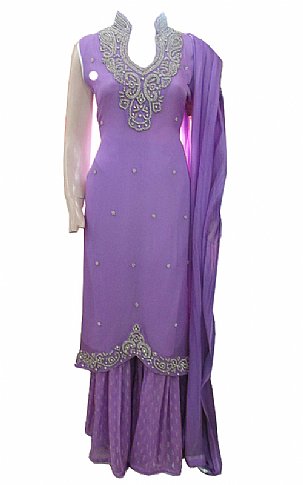  Lilac Chiffon Suit | Pakistani Dresses in USA- Image 1