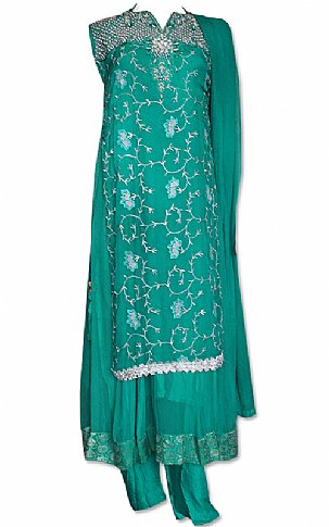  Sea Green Chiffon Suit | Pakistani Dresses in USA- Image 1