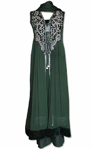  Pistachio Green Chiffon Suit | Pakistani Dresses in USA- Image 1
