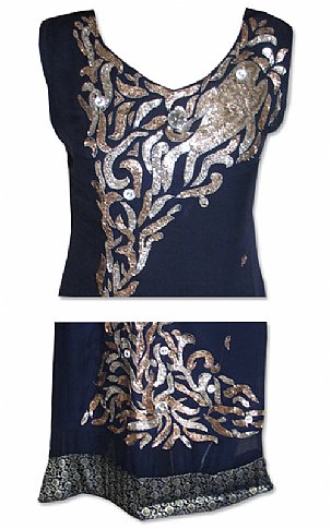  Navy Blue Chiffon Suit | Pakistani Dresses in USA- Image 2