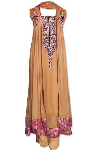  Fawn Chiffon Suit | Pakistani Dresses in USA- Image 1