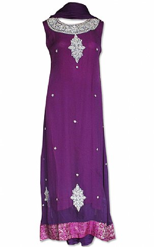  Indigo Chiffon Suit | Pakistani Dresses in USA- Image 1