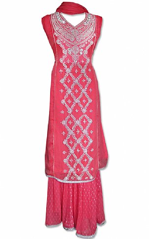  Peach Chiffon Suit | Pakistani Wedding Dresses USA- Image 1