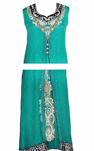  Sea Green Chiffon Suit | Pakistani Dresses in USA- Image 2