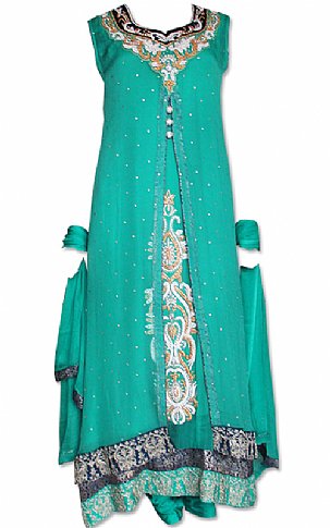  Sea Green Chiffon Suit | Pakistani Dresses in USA- Image 1