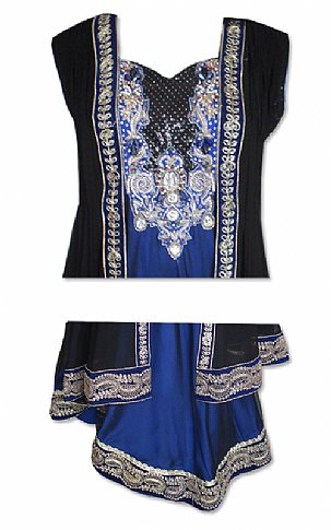  Blue/Black Chiffon Suit | Pakistani Dresses in USA- Image 2