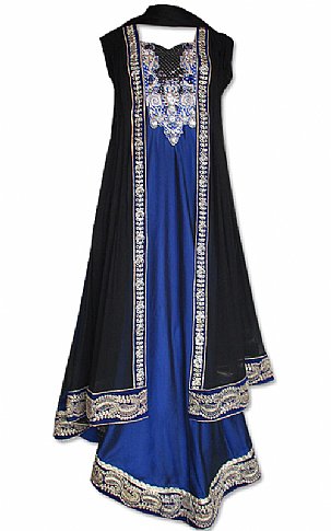  Blue/Black Chiffon Suit | Pakistani Dresses in USA- Image 1