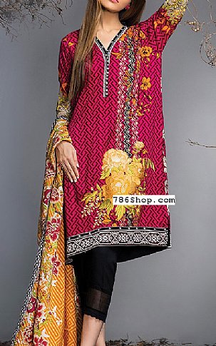 Alkaram Hot Pink Viscose Suit | Pakistani Winter Dresses in USA- Image 1