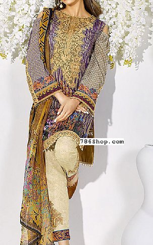 Asim Jofa. Ivory/Purple Lawn Suit | Pakistani Dresses in USA- Image 1
