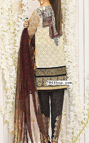 Asim Jofa Ivory/Brown Lawn Suit | Pakistani Lawn Dress in USA- Image 2