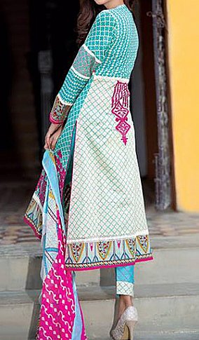 Falak Fabrics Sea Green/Pink Lawn Suit. | Pakistani Dresses in USA- Image 2