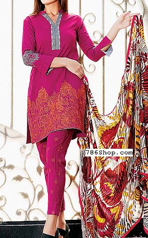 Charizma Magenta Leather Peach Suit | Pakistani Dresses in USA- Image 1