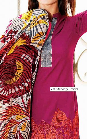 Charizma Magenta Leather Peach Suit | Pakistani Dresses in USA- Image 2