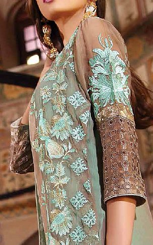 Charizma Eid Collection. Turquoise/Beige Chiffon Suit | Pakistani Dresses in USA- Image 2