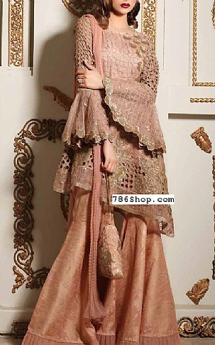 Charizma Peach Net Suit | Pakistani Dresses in USA- Image 1