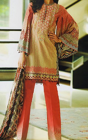 Crescent. Orange/Beige Lawn Suit. | Pakistani Dresses in USA- Image 1