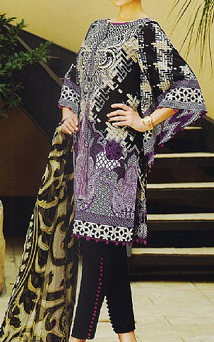 Crescent Black/Indigo Lawn Suit. | Pakistani Lawn Dress in USA- Image 1