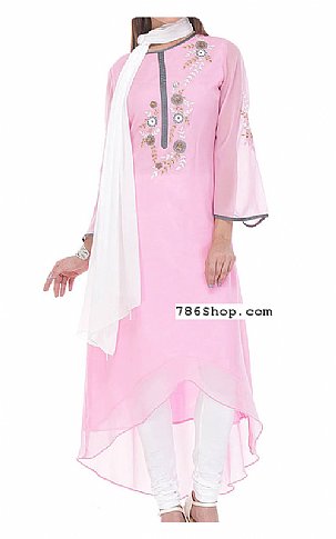  Pink Chiffon Suit | Pakistani Dresses in USA- Image 1