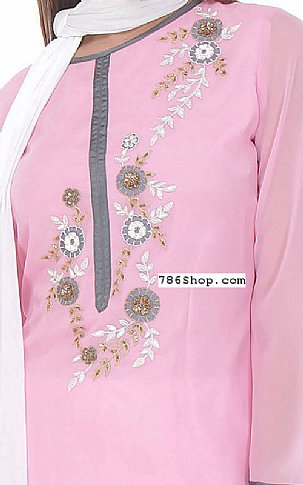  Pink Chiffon Suit | Pakistani Dresses in USA- Image 2