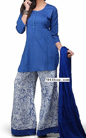  Royal Blue Georgette Suit | Pakistani Dresses in USA- Image 1