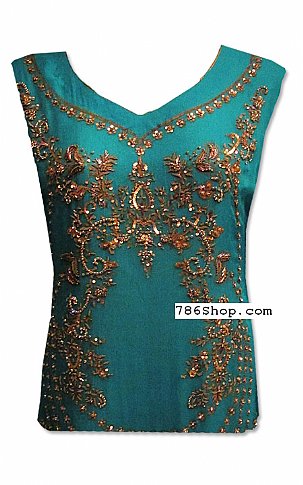 Taiba Boutique Turquoise Crinkle Chiffon Suit | Pakistani Dresses in USA- Image 2