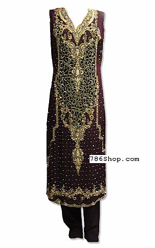Taiba Boutique Mauve Crinkle Chiffon Suit | Pakistani Dresses in USA- Image 1