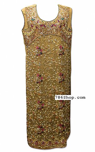 Taiba Boutique Golden Crinkle Chiffon Suit | Pakistani Dresses in USA- Image 1