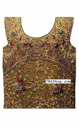 Taiba Boutique Golden Crinkle Chiffon Suit | Pakistani Dresses in USA- Image 2
