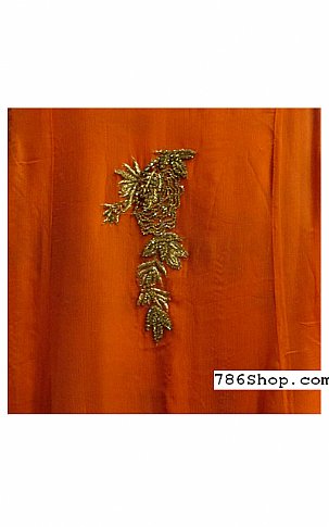 Taiba Boutique Rust Crinkle Chiffon Suit | Pakistani Dresses in USA- Image 2