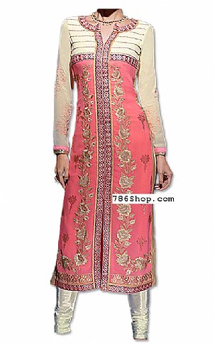  Off-white/Pink Georgette Suit | Pakistani Dresses in USA- Image 1