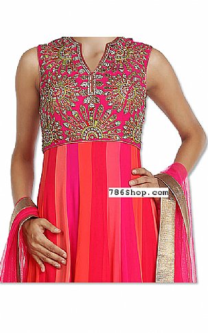  Magenta/Hot Pink Georgette Suit | Pakistani Dresses in USA- Image 2