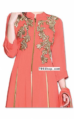  Peach/Pink Chiffon Suit | Pakistani Dresses in USA- Image 2