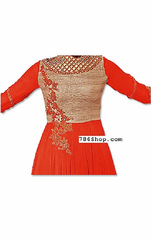  Orange Chiffon Suit | Pakistani Dresses in USA- Image 2