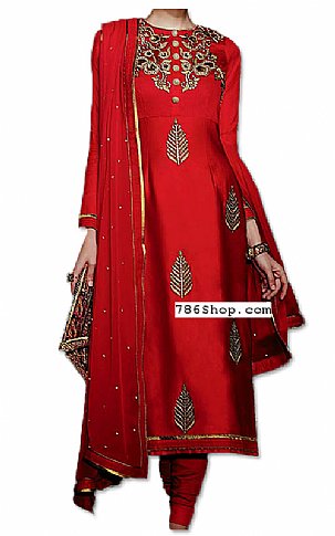  Red Silk Suit | Pakistani Dresses in USA- Image 1