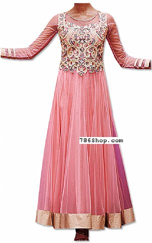  Pink Net Suit | Pakistani Dresses in USA- Image 1