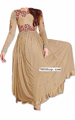  Beige Chiffon Suit | Pakistani Dresses in USA- Image 1