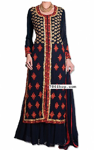  Black Chiffon Suit | Pakistani Wedding Dresses- Image 1