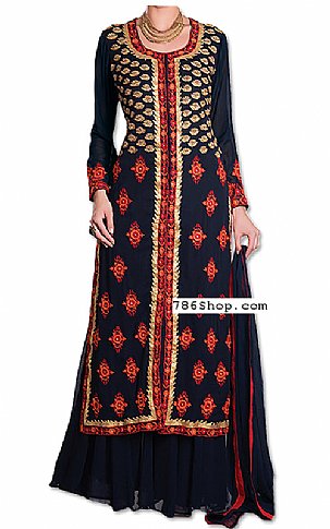  Black Chiffon Suit | Pakistani Wedding Dresses USA- Image 1