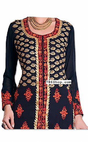  Black Chiffon Suit | Pakistani Wedding Dresses- Image 2