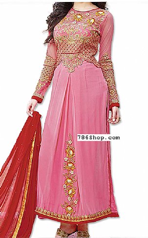  Pink/Red Georgette Suit | Pakistani Dresses in USA- Image 1