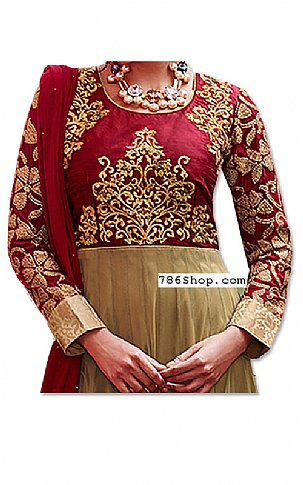  Olive/Maroon Net Suit | Pakistani Dresses in USA- Image 2
