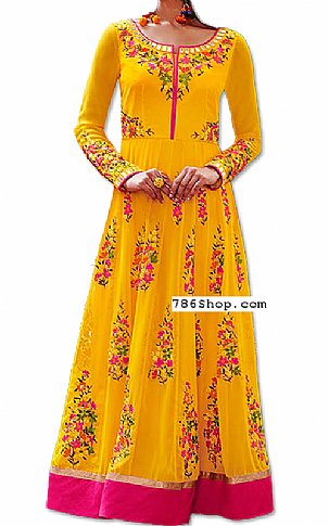  Yellow Chiffon Suit | Pakistani Dresses in USA- Image 1