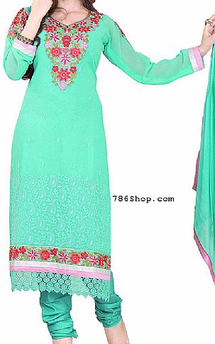  Mint Green Georgette Suit | Pakistani Dresses in USA- Image 1