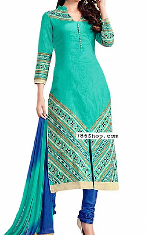  Turquoise Georgette Suit | Pakistani Dresses in USA- Image 1