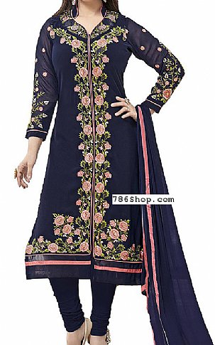  Navy Blue Georgette Suit | Pakistani Dresses in USA- Image 1