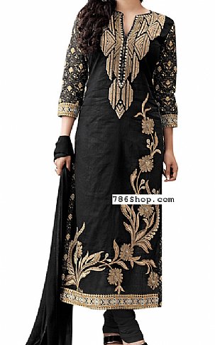  Black Cotton Suit | Pakistani Dresses in USA- Image 1