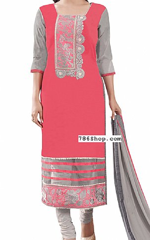  Carrot Pink Georgette Suit | Pakistani Dresses in USA- Image 1