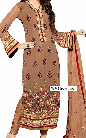  Brown Georgette Suit | Pakistani Dresses in USA- Image 1