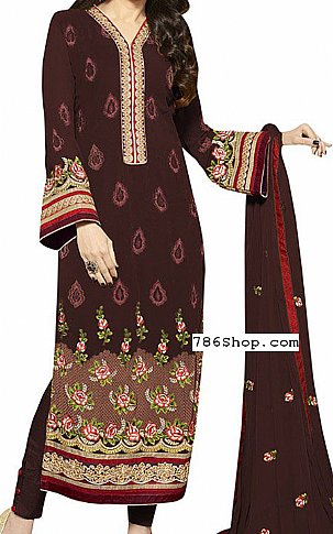  Dark Brown Georgette Suit | Pakistani Dresses in USA- Image 1